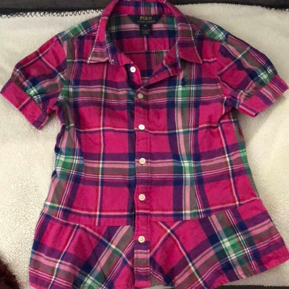Polo Ralph Lauren pink/purple plaid girls shirt